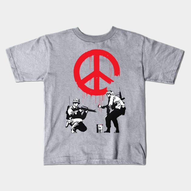 Banksy Soldiers stencil art graffiti Kids T-Shirt by Closeddoor